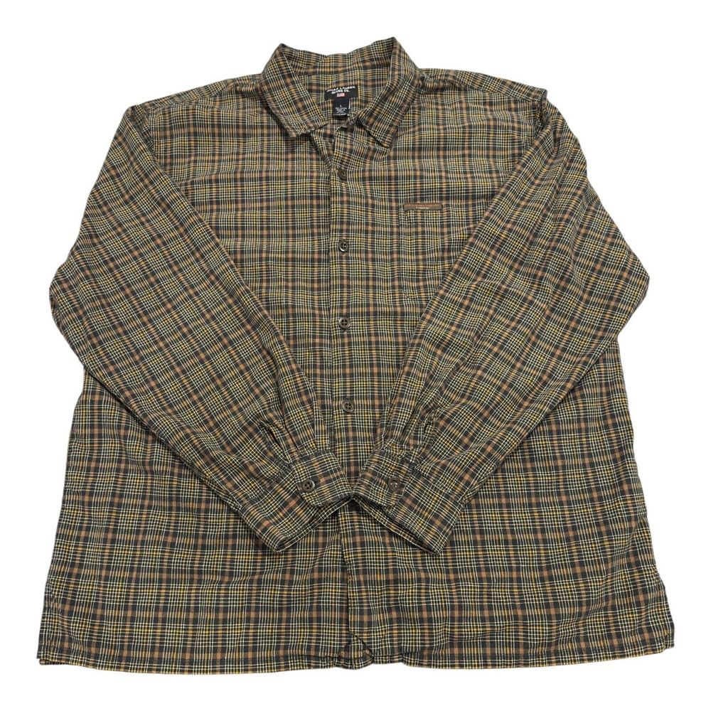 Ralph‎ Lauren Jeans Co Men's Long Sleeve Button-Down Shirt Size L Brown Tartan